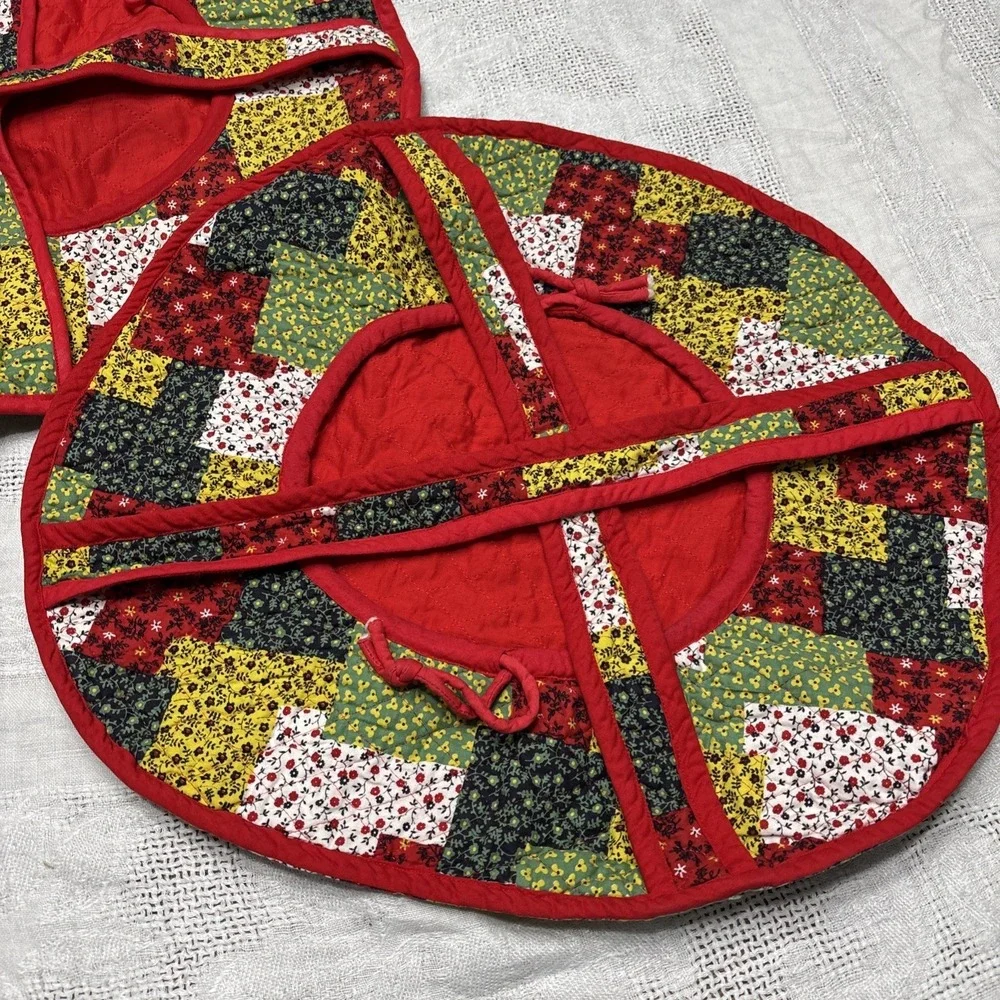 Lot Of 2 Vintage Hot And Cold Casserole Dish Carriers Patchwork Handmade Quilted